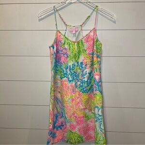 Lilly Pulitzer Silk Dusk Lovers Coral Dress Womens Size XXS